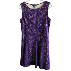 Cardalite Purple Lace Dress. Petite XL.
